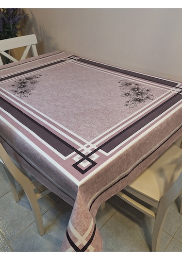 Dora Pano Elyaf Tabanlı Pvc Muşamba - Desenli Silinebilir 120 X 140 Hazır Masa Örtüsü Pembe