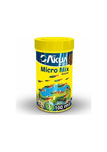 Artakua Micro Mix Ganulat Balık Yemi 0-300 Micron 250 ML 100gr