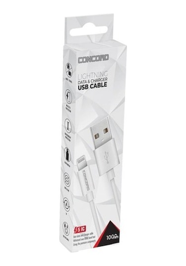 Concord C-411 2.1A 100Cm (iOS Uyumlu) Data Ve Şarj Kablosu - Beyaz