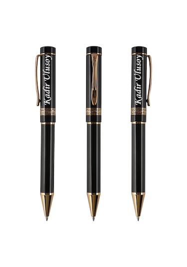 Kurumsal Hediyelik Kişiye Özel İsim Yazılı Tükenmez Kalem Logolu Özel Kutulu Kalem Seti Siyah