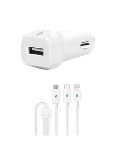 Ttec 2cks01ut Hızlı Şarj Universal Araç Şarj Cihazı 2.1a Trio Kablolu Beyaz ' Beyaz
