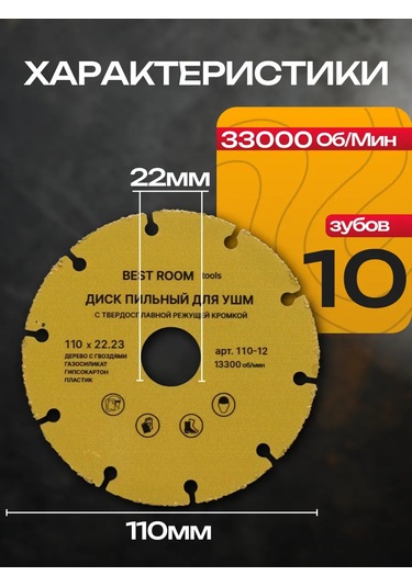 Best Room Ahşap İçin 110x22 Mm Saw Blade Disk, Açılı Taşlama İçin 204099130