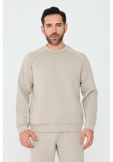 White Stone Bej Pamuklu Erkek Basic Sweatshirt Beıge