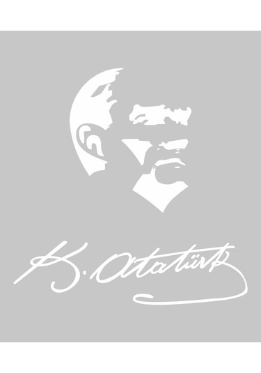 Atatürk Ve Imza Dekoratif Duvar Sticker. (38X38 Cm)