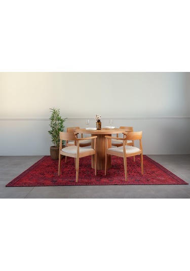 Sardes İskandinav Natural Ahşap Masa Sandalye Takımı 90x90 Natural