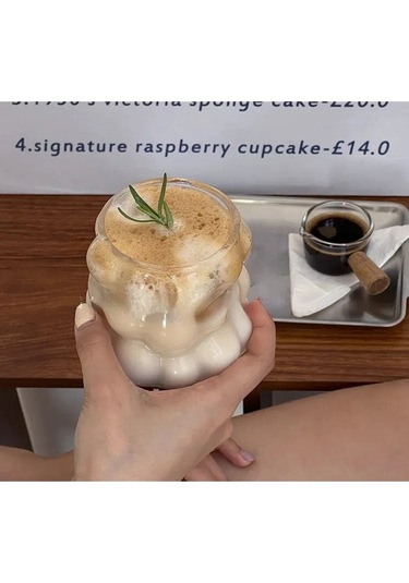 Neevoyu Cam Bardak, 350 Ml, Şarap Üzümü Deseni, Pyrex, Şeffaf, 1 Adet Şeffaf