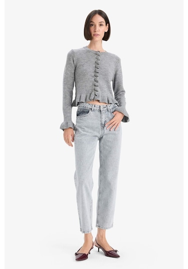 Defacto Regular Fit Bisiklet Yaka Triko Hırka F3888ax25wngr277 Gri