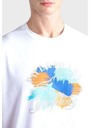 Paul & Shark Erkek T Shirt 24411013 010 Beyaz Beyaz