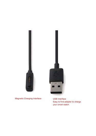 Hombey Asus Zenwatch 2 Nesli İçin Manyetik Şarj Ve Veri Transfer Kablosu 1m Siyah Tpe Materyal