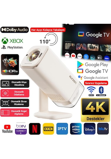 Vankyo Aurzen Boom Air Android Google TV 4K Destekli Projeksiyon Cihazı