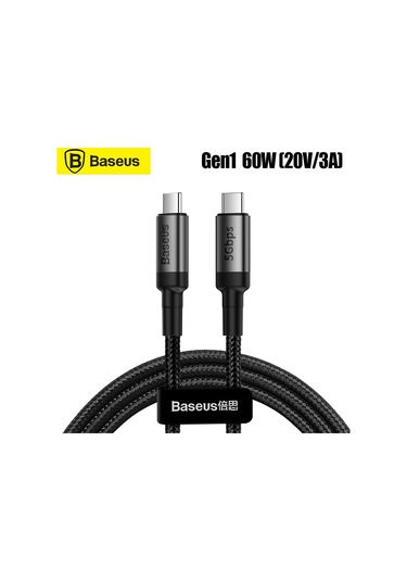 Gajeena Baseus Cafule Serisi Type-c Pd3.1 Gen1 60w 20v/3a 1m Veri Kablosu - Derin Gri Kasa + Siyah Kablolu Catklf-rg1
