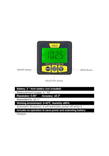 Su Geçirmez Manyetik Dijital Seviye Ve Açı Bulucu Çok Yönlü Mini Eğimölçer Lcd Ekranlı Arka Aydınlatmalı Eğim Ölçer Ip65 Su Geçirmez