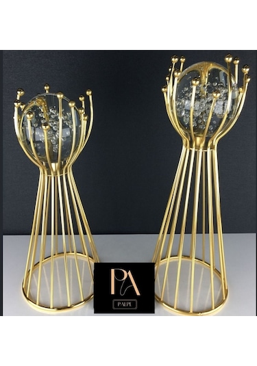 Gold G 2'li Ofis Metal Aksesuar Biblo Ev Salon Dekorasyon Obje