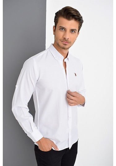 G674 Dewberry Erkek Gömlek-beyaz Beyaz