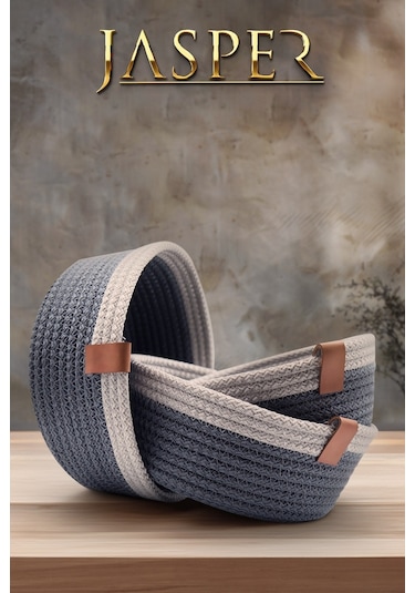 Jasper 3'lü Mavi Jüt Hasır Sepet Oval Özel Tasarım Organizer