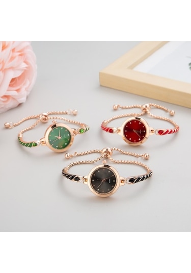 Yingfu Mavi Kadınlar Bilezik Saatler Ayarlanabilir Bilezikler Kuvars Kol Saatleri Moda Hediye Çok Renkli