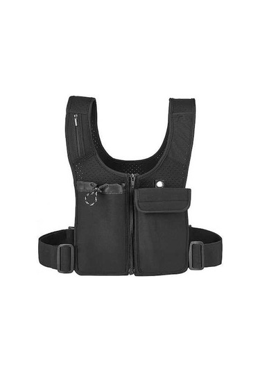 Novahub Erkekler İçin Su Geçirmez Koşu Göğüs Çantası - Ayarlanabilir Korse Ve Çift Cep Siyah Siyah