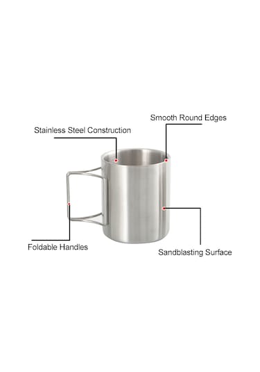 Qingmipy 304 Çelik İki Katlı Fırça Kollü İçecek Bardağı, Isı Yalıtımı, 300ml, Dış Mekan, Kamp, Dağcılık İçin Diğer