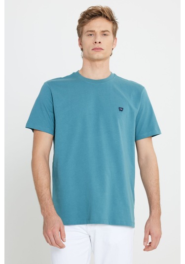 Wrangler Bisiklet Yaka T-shirt Mavi Erkek Kısa Kol T-shirt 000000000101982814 Mavi