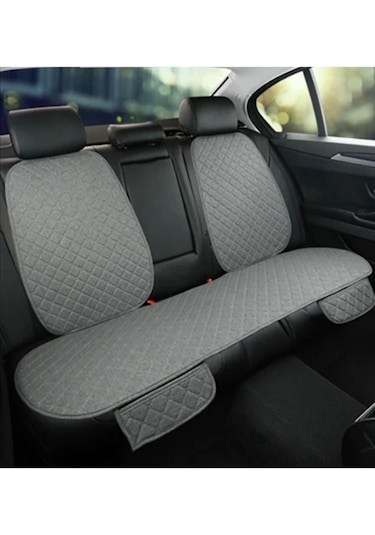 Araba Koltuk Deri Minderi 7 Parça Ön Ve Arka Oturak Sırt Dayama Minder Gri-gri