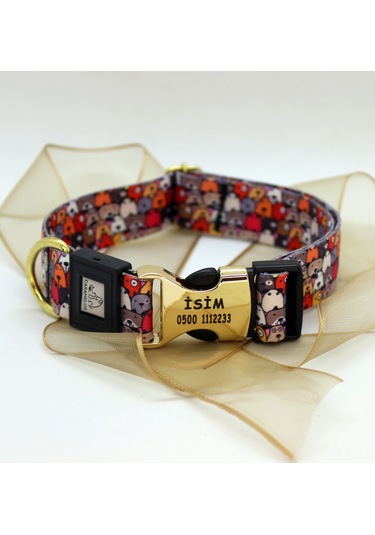 İsimli- Kişiye Özel Orta Ve Büyük Irk Ayarlanabilir Large Altın - Siyah