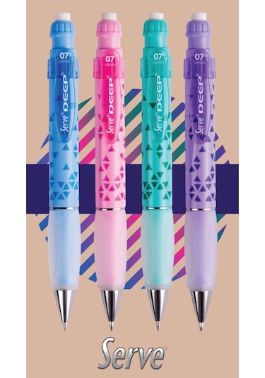 Deep Uçlu Kalem - Renkli Üçgen Baskılar - Nane Yeşili