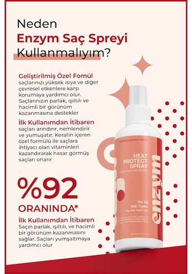 Enzym Cosmetics Isı Ve Güneş Koruyucu Etkili Saç Spreyi 200 ML