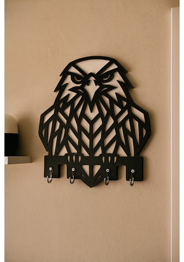 Kartal Figürlü Duvar Anahtarlık Askısı Siyah - Beyaz