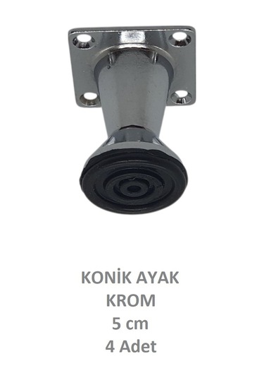 Adilon Konik Ayak, Krom, 5 Cm, 4 Adet Dolap, Mobilya, Puf Ayağı Vidaları Hediye Krom