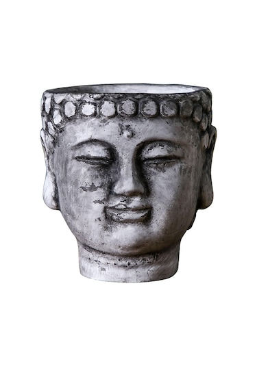 Suntek Çimento Buda Head Pot Statue Bonsai Çiçek Vazo Yeşil