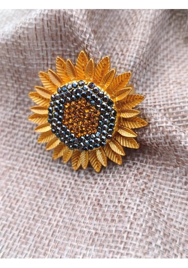Villovatik Büyük Ayçiçeği Broş 189765734 Turuncu