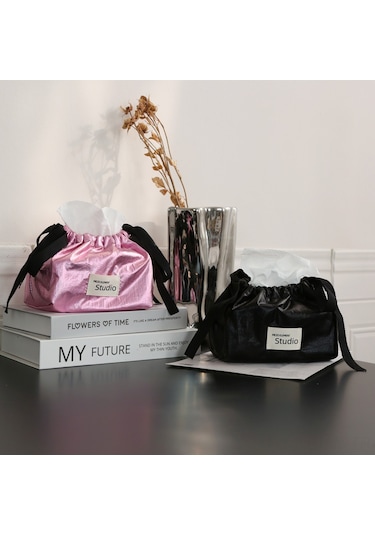 Maiyame Siyah Minimalist Poliester Havlu Kutusu - Ev Ve Araç İçin Çok Amaçlı Dekoratif Saklama Çantası - Fabrika Direkt Satış Elegan Siyah