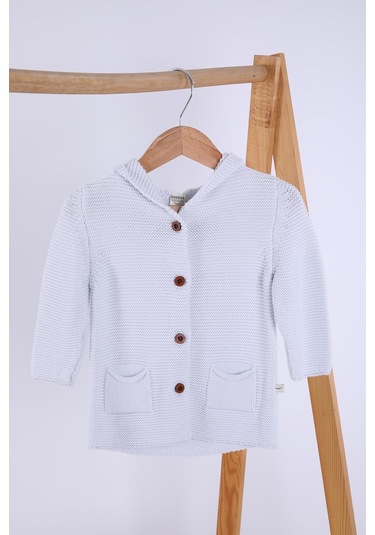 Babyhola %100 Organik Triko Kız Erkek Bebek Çocuk Kapüşonlu Hırka 6000 001