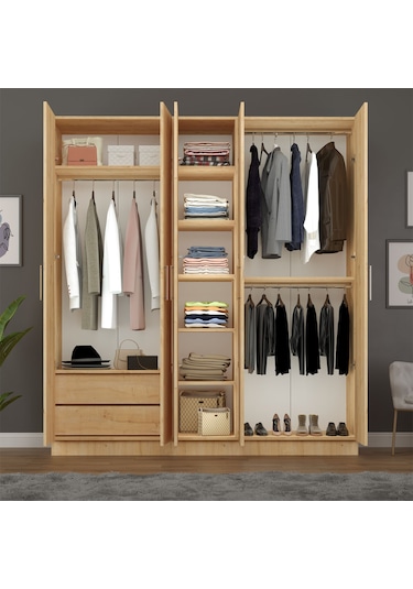 5 Kapaklı Gardırop 200cm Safir Meşe