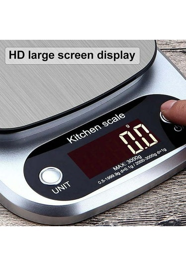 Hombey Pratik Ev Mutfak Çekici - Paslanmaz Çelik Hassasiyetli 0.1g Akıllı Dijital Terazi - Gıda Ölçüm, Pişirme, Diyet Için Silver Gümüş