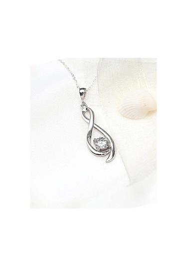 Brezza Lusso Jewelry Gümüş Zirkon Taşlı Sonsuzluk Kadın Kolyesi 45 CM