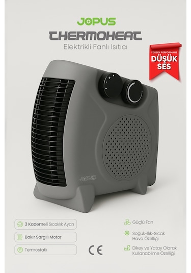 Jopus JO-FI001 2000 W Fanlı Isıtıcı Antrasit