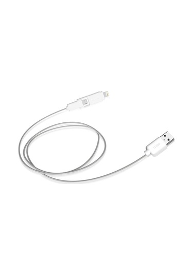 SBS 02407 Ttcableusbip5Micw Multi Kablo 1.2 Mt. Micro Usb + Lightning iOS Uyumlu Şarj Ve Veri Kablosu Beyaz
