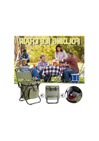 Bloomnest Dış Mekan Katlanır Sandalye - Yalıtım Buz Paketi, Oxford Kumaş, 100 Kg Yük Kapasitesi, Altın-siyah Altın - Siyah