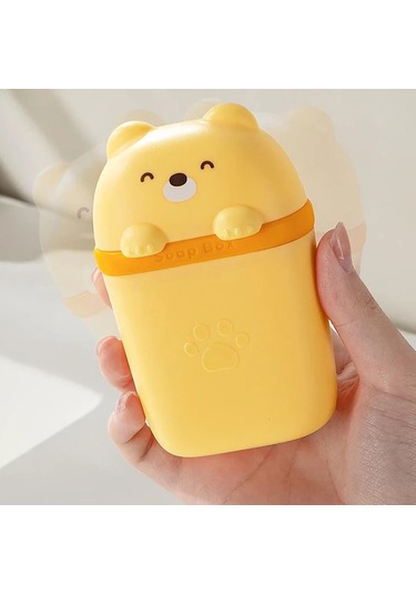 Oldfriend Pembe Sevimli Ayı Sabunluğı Yumuşak Astarlı Su Geçirmez Seyahat Saklama Kutusu pembe