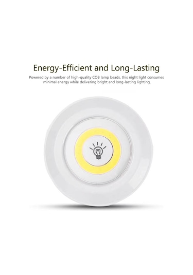 Vkemall Cob Beyaz Işık Led Gece Lambası, Uzaktan Kumanda Ve Dokunmatik Kontrol, Dolap Odalar İçin, Aaa Pil İle Çalışır Piller Dahil Değil , 6 Adet + 1 Kumanda Kutulu Set Beyaz