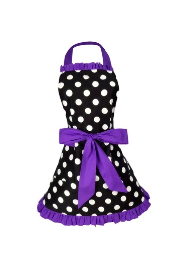 Dinosaurs Ayarlanabilir Önlük Ev Mutfak Yemek Pamuk Önlükleri Bowknot Mor Altın