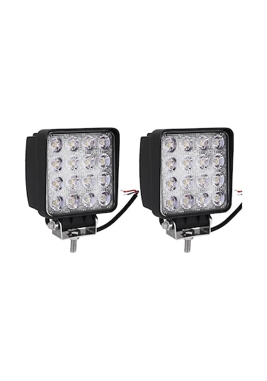 2 Adet 16 Led Off Road Kare Çalışma Lambası Sis Lambası 48 Watt