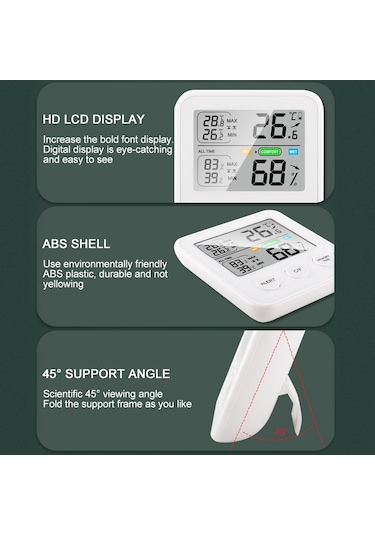 Ts-9909-b Çok İşlevli Büyük Ekran Ev Tipi Termometre Higrometre Siyah