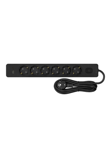 Seldur Kablolu Usb/type-c 20 W Hızlı Şarj 6'lı 2 Metre Siyah Grup Priz 2 M