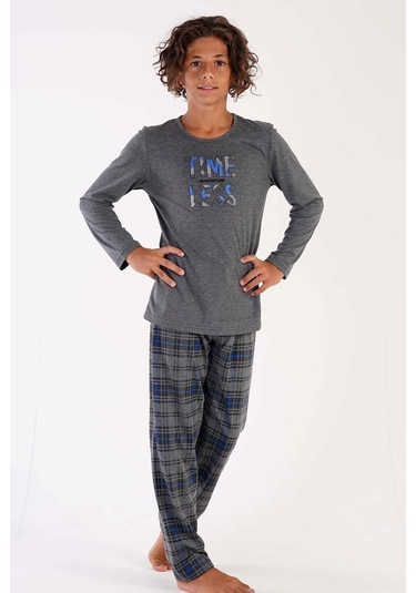Erkek Çocuk Uzun Kol Gri Pijama Takımı C3t0n5o031 001