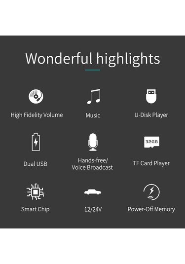 Araba Çift Usb Mp3 Fm Verici Bluetooth Müzik Çalar, Destek Tf Kart / U Disk / Eller Serbest Aramalar