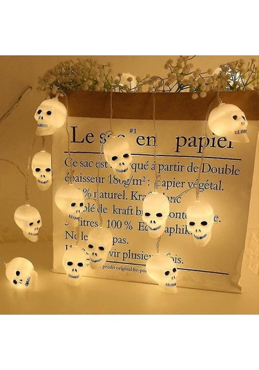 Opulentliving Yaju Sevimli Kafatası Led Işık Dizisi, Cadılar Bayramı Çok Renkli Dekorasyonu 3m Çok Renkli