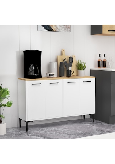 Frezya 4 Kapaklı Kahve Köşesi Mutfak Dolabı Beyaz Safirmeşe