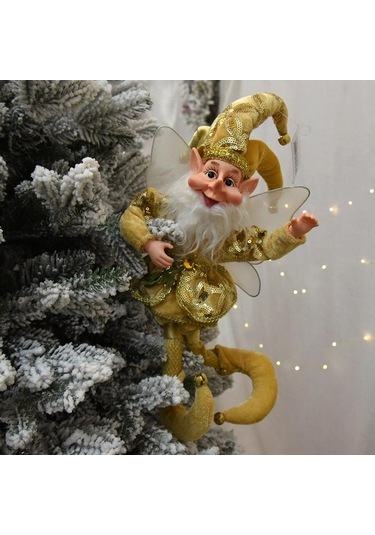 Pazly Altın Noel Elf Bebek Dekorasyon El Yapımı Bebek Hediye Noel Ağacı Kolye Ev Süsleme Elf Palyaçolar Yeni Yıl Dekor Çocuklar Hediyeler Altın